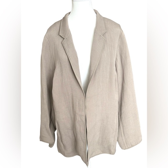 Eileen Fisher Jackets & Blazers - Eileen Fisher Silk Blend Open Front Jacket Taupe Textured Blazer Size 1X